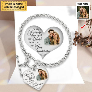 My Favorite Place In All The World Is Next To You - Personalized Couple Bracelet