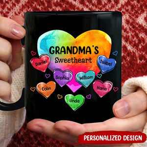 Colorful Heart Grandma Auntie Mom Sweet Heart Kids Personalized Mug