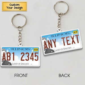 Illinois License Plate Personalized Acrylic Keychain