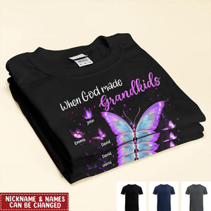 Sparkling Jesus Butterfly Grandma Grandkids, When God Made Grandkids He Gave Me The Best Personalized Shirt