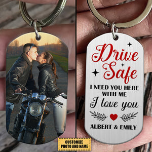 Couple Need You Here Personalized Stainless Steel Keychain With Upload Image, I Love You Keychain