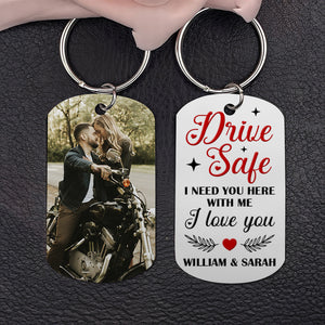 Couple Need You Here Personalized Stainless Steel Keychain With Upload Image, I Love You Keychain