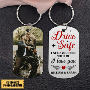 Couple Need You Here Personalized Stainless Steel Keychain With Upload Image, I Love You Keychain