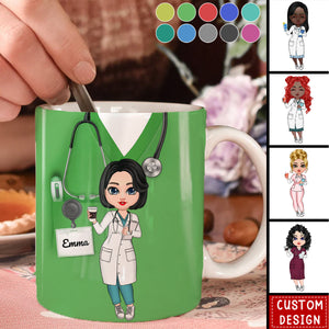 Nurse Scrub CNA RN Healthcare Worker Personalized White Mug