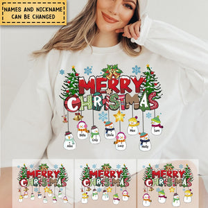 Merry Christmas Custom Snowman Kids - Personalized Sweatshirt For Grandma/Mom