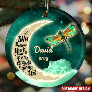 2024 New Release Moon And Dragonflies Memorial - Personalized Ceramic Ornament