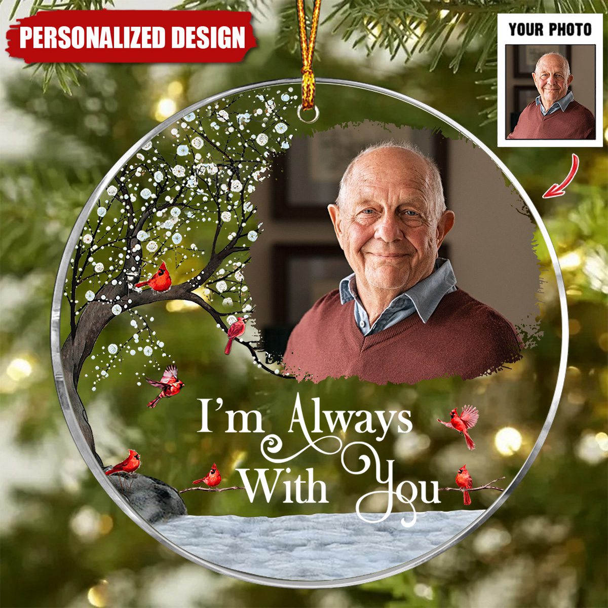 2024 New Release I'm Always With You-Memorial Gift-Personalized Circle Acrylic Christmas Ornament