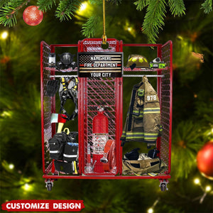 2024 New Release Personalized Firefighter Equipment Locker Room  Christmas Ornament - Gift For Firefighter