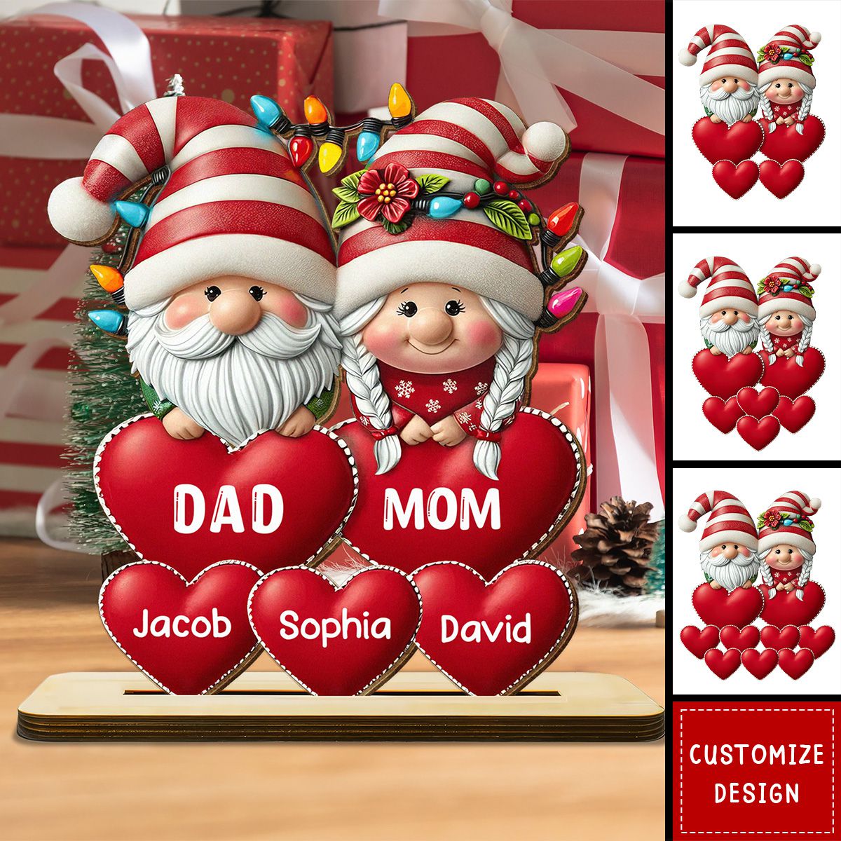 2024 New Release - Christmas Grandma & Grandpa Mom & Dad With Heart Kids - Personalized Wooden Christmas Plaque