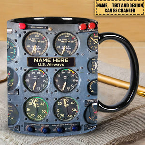 Flight Instruments Panel Mug, Custom Name Pilot Mug, Personalized Gift For Pilot