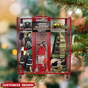 2024 New Release Personalized Firefighter Equipment Locker Room  Christmas Ornament - Gift For Firefighter