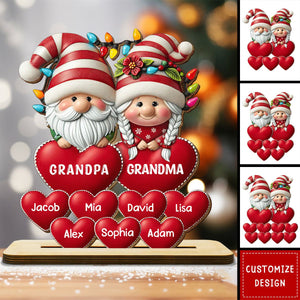 2024 New Release - Christmas Grandma & Grandpa Mom & Dad With Heart Kids - Personalized Wooden Christmas Plaque