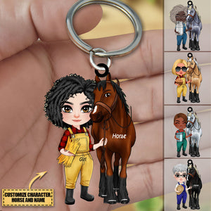 Personalized Horse Girl Acrylic Flat Keychain