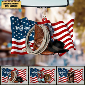 American Cowgirl Boots And Hat Personalized Ornament Gift For Cowgirl Horse Lovers