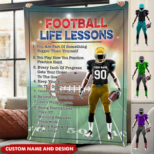 American Football Life Lessons Custom Blanket Gift For Football Player Football Lovers