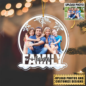 Custom Photo Family Forever - Personalized Snow Globe Shaped Acrylic Ornament