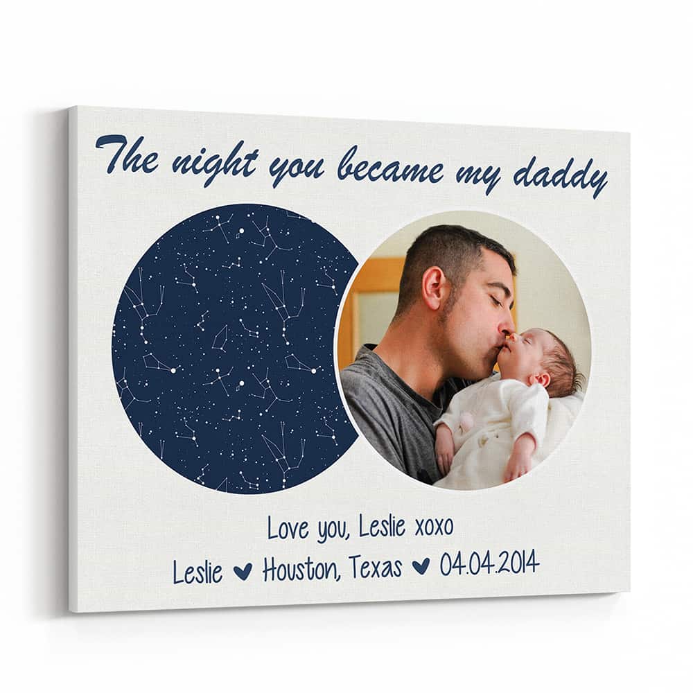 The Night You Became My Daddy Custom Star Map Photo Canvas Poster