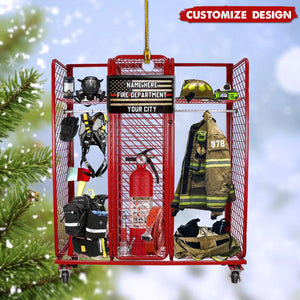 2024 New Release Personalized Firefighter Equipment Locker Room  Christmas Ornament - Gift For Firefighter