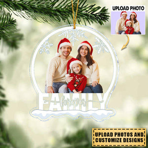 Custom Photo Family Forever - Personalized Snow Globe Shaped Acrylic Ornament