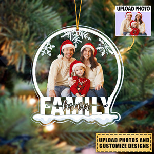 Custom Photo Family Forever - Personalized Snow Globe Shaped Acrylic Ornament