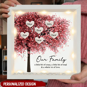 Family Tree Grandma/Mom With Custom Name Heart Personalized Light Up Shadow Box