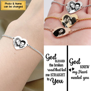 God Knew My Heart Needed You - Couple Heart Stainless Steel Personalized Bracelet