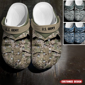 Personalized Us Veteran/soldier Name Clog slipper Shoes