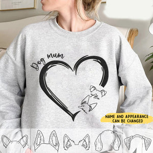 Dog Mom Loves Puppy Pet Dog Head Line Personalized Sweatshirt