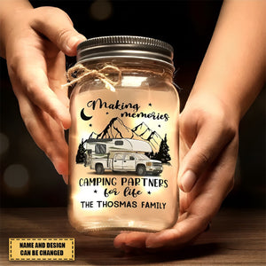 Personalized Camping Mason Jar Light - Gift For Couple, Husband Wife, Camping Lovers