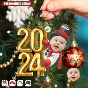 2024 New Release Custom Photo Christmas Santa Kid-Personalized Acrylic Ornament