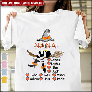 Personalized Grandma Life Witch With Grandkids Halloween T-shirt