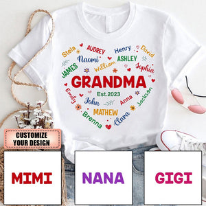 Gift For Grandma/Mom/Nana Glitter Custom Name Shirt