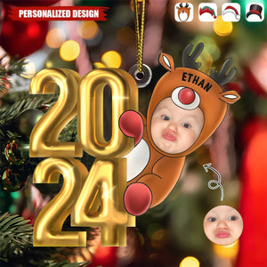 2024 New Release Custom Photo Christmas Santa Kid-Personalized Acrylic Ornament