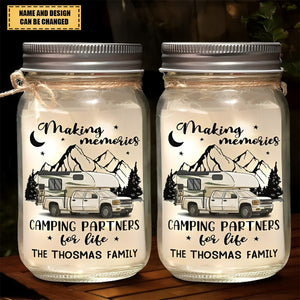 Personalized Camping Mason Jar Light - Gift For Couple, Husband Wife, Camping Lovers