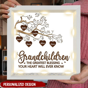 Gifts For Grandma From Granddaughter, Grandson - Nana Gifts Personalized Light Up Shadow Box