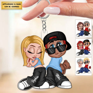 Y2K Couple Personalized Acrylic Keychain, Gift For Couples