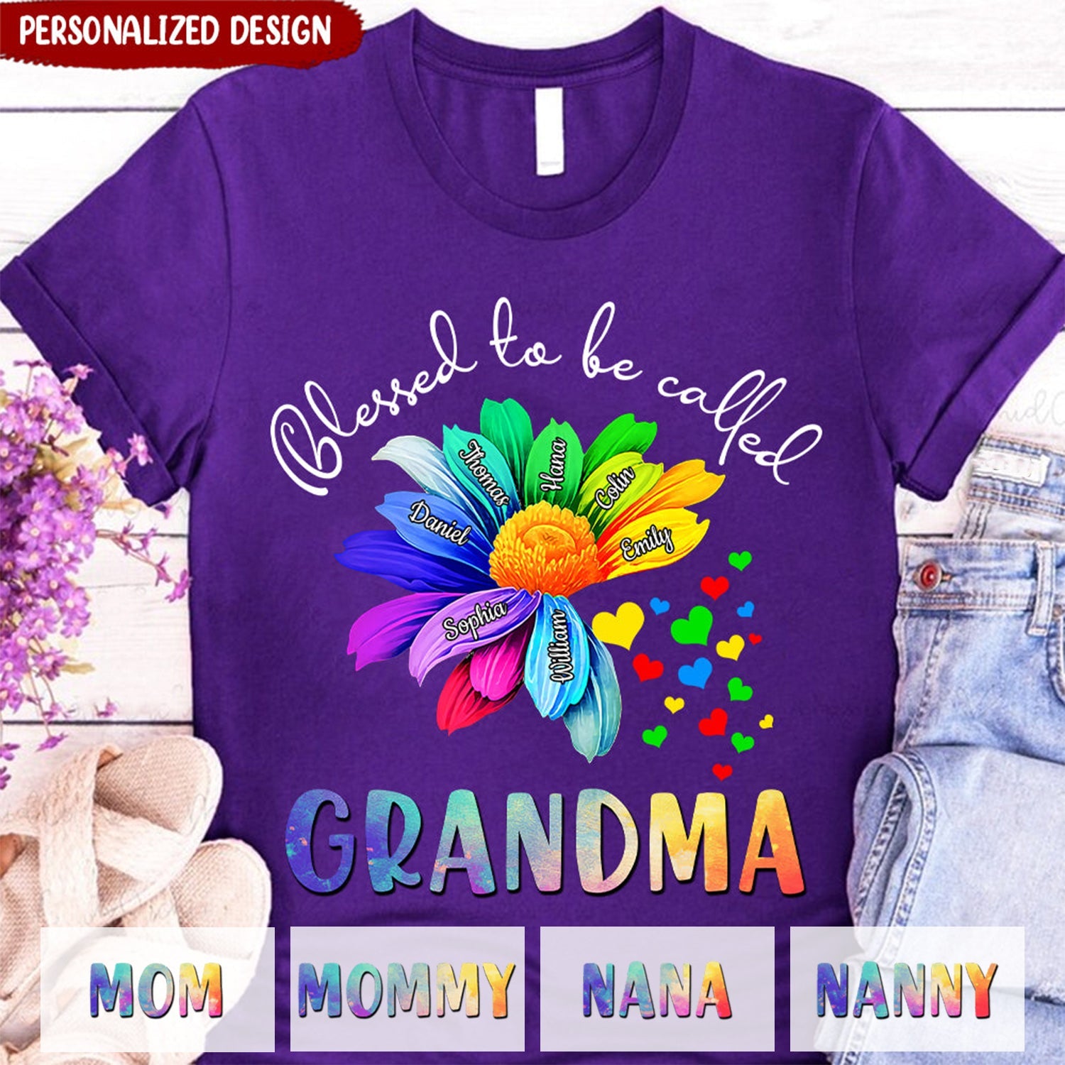 Blessed to be called Grandma - Personalized T Shirt