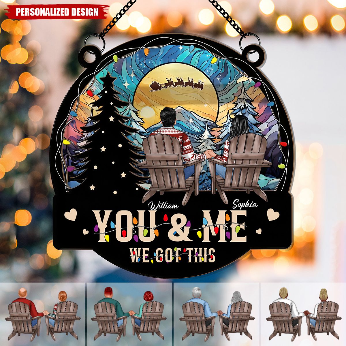 2024 New Release Couple Christmas Gift - Personalized Window Hanging Suncatcher Ornament