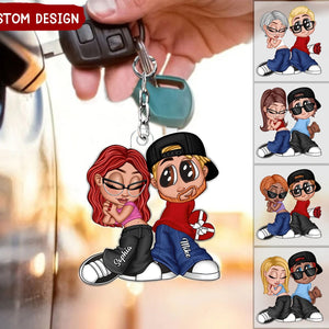 Y2K Couple Personalized Acrylic Keychain, Gift For Couples