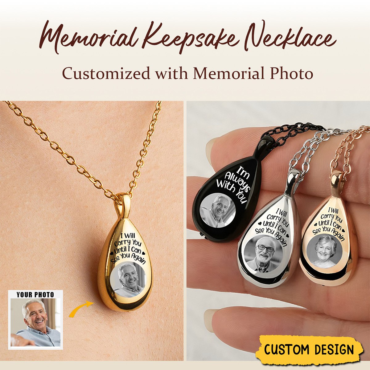 Custom Photo I'm Always With You Memorial - Personalized Keepsake Necklace