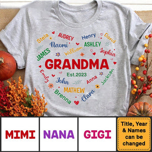 Gift For Grandma/Mom/Nana Glitter Custom Name Shirt