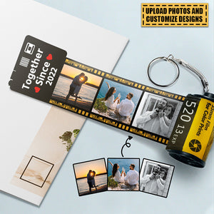 Custom Photo Together Since - Loving, Anniversary Gift For Couples, Husband, Wife - Personalized Film Roll Keychain