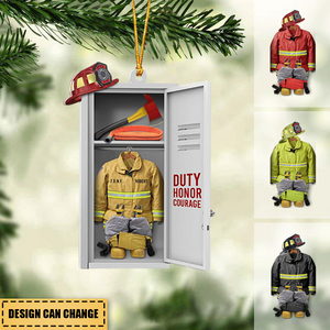 Firefighter Equipment Locker, Personalized Acrylic Ornament