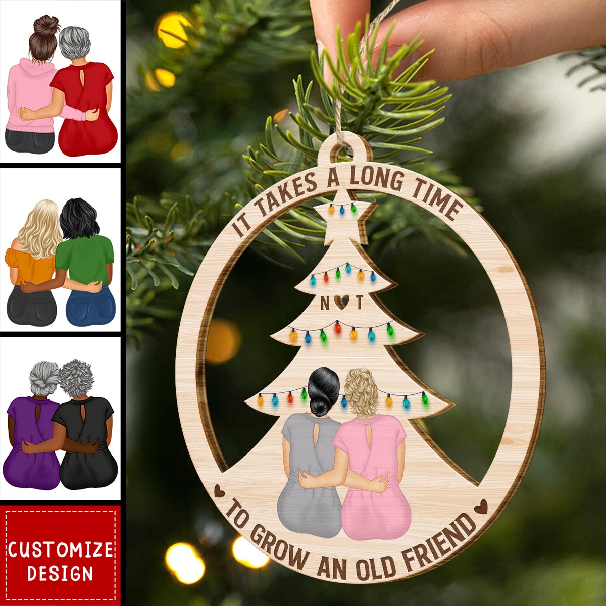 2024 New Release Grow An Old Friend - Gift For Bestie - Personalized Wooden Cutout Ornament