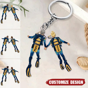 Personalized Scuba Diving Partners / Couples Acrylic Keychain