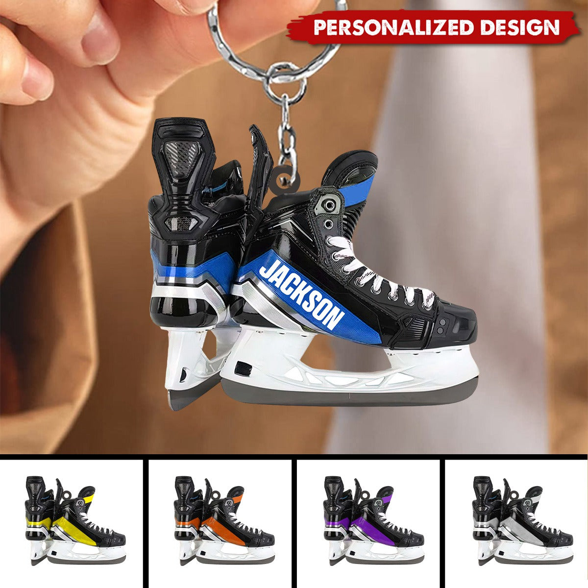 Personalized Ice Hockey Skates Keychain-Gift for Hockey Lover-2024 New Release