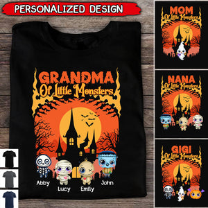 Hallooween Grandma Mom Of Little Monster Kids Personalized Shirt