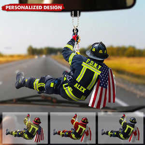 2024 New Release Personalized US/CA Firefighter Name & Department Car Hanging Ornament And Christmas Ornament