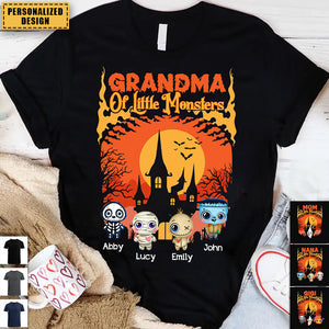 Hallooween Grandma Mom Of Little Monster Kids Personalized Shirt