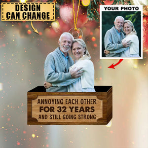 Annoying Each Other For Years - Personalized Custom Photo Mica Ornament - Christmas Gift For Couple, Husband, Wife